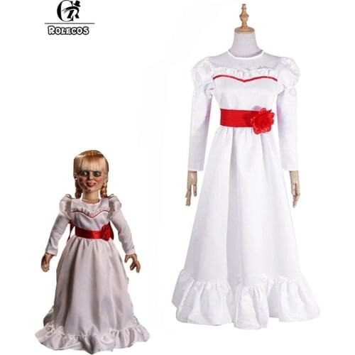ROLECOS Doll Annabelle Cosplay Costume Halloween Women Costume Renaissance Medieval Dress The Conjuring Cosplay Horror Film