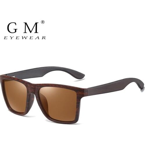 GM Wood Sunglasses Men Women Polarized Rivet Square Sun glasses Brand Designer Real Wood Temple Sunglasses Vintage Glasses