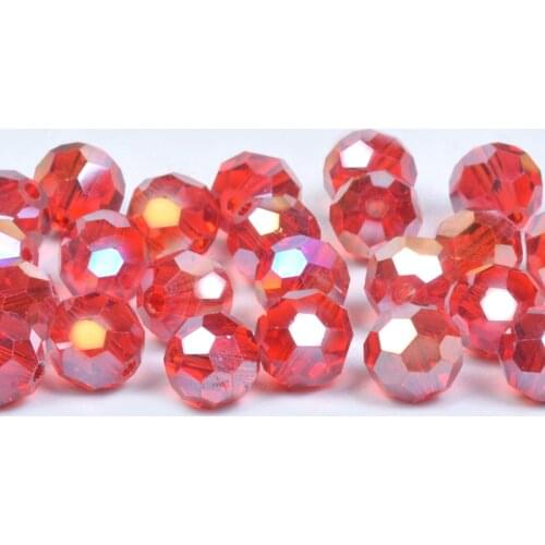 4mm 6mm 8mm Glass Crystal Loose Beads Football Red AB Color 32 Faceted Crystal Beads Charm Glass Beads Loose Spacer Bead