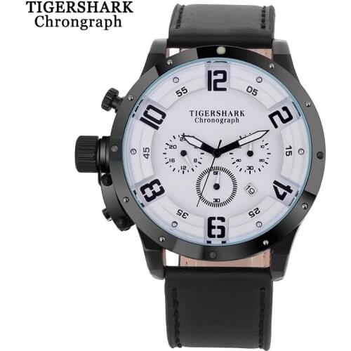 Мужские часы с кожаным ремешком TIGERSHARK China At AliExpress