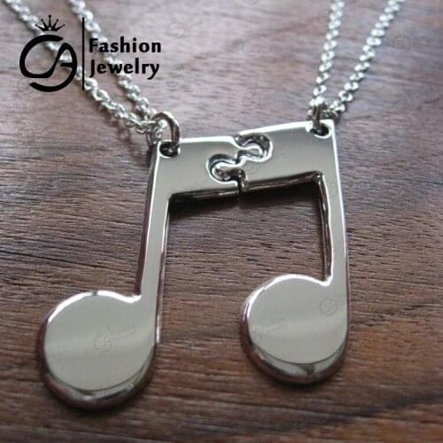 Trend Best Friends Music Note Friendship Pendant Necklace Gift for Her 20Set/lot #LN1070