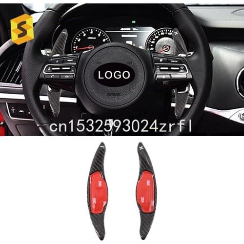 Black Carbon Fiber Car Steering Wheel Shift Blade Paddle Shifter Extension For KIA Stinger Paddle Shift