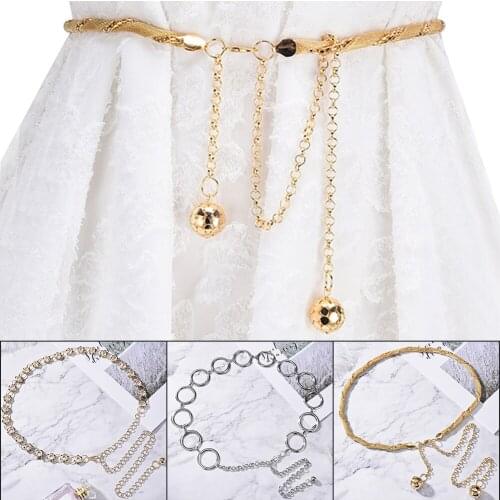Womens Fashion Circle Metal Chain Belt Gold Silver Heart Fringes Ring Waist Chain Clothes Belts Lady Hip New ketting riem