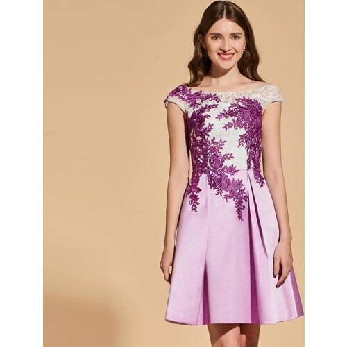 Tanpell short homecoming dress lace appliques cap sleeves above knee a line gown women graduation plus custom homecoming dresses