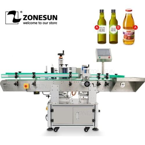 ZONESUN Automatic Round Labeling Machine Double Side Bottle Can Sticker Labeler Label Applicator