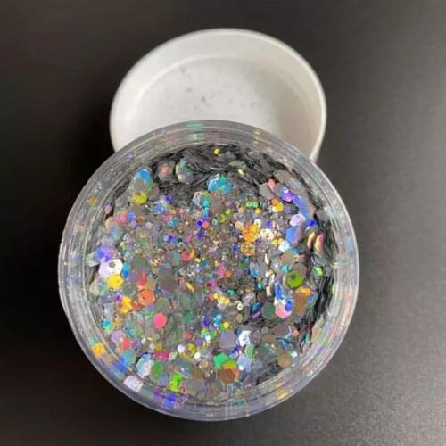1 Jar Chunky Laser Glitter Nail Art Mixed Powder Holographic Rainbow Color Sequins Holo Nails Cosmetic Loose Glitter Tips