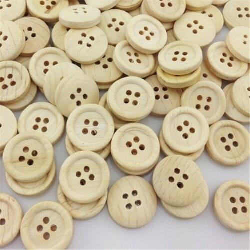Wholesale 20/50/100PCS New 4 hole Round Wood Buttons 20mm Sewing Craft WB27