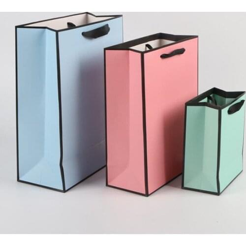 100pcs Print One Color logo on Double side Handle Clothes Paper Bags For Shopping Jewelry Paper Bags For Wedding Party Gift Bags