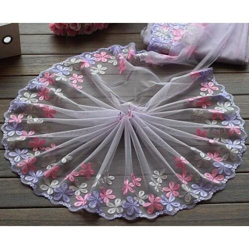 2 Yards Lace Trim Light Purple Floral Embroidered Tulle Lace 10.23 Inches Wide High Quality