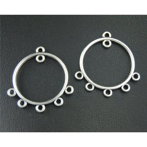 30pcs Silver Color Chandelier Charm Round Charms For Earrings Jewelry Making DIY Handmade Craft 28x30mm A1874