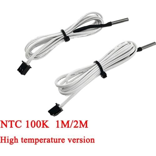 5pcs/lot 100K ohm NTC 1M/2M Line 3950 Thermistors Sensors with Cable 3D Print Part Temperature Part White Accessories 1m 2m long