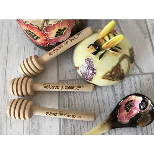 50pcs personalize engraved Wedding meant to be Wooden honey dippers, birthday Housewarming honey stirrers party favors gifts