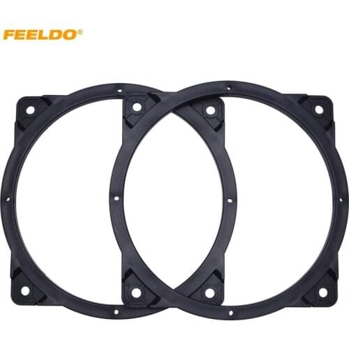 FEELDO Black 2pcs Car Speaker Spacer Adapter Pad Mounts for Hyundai Sonata YF 2012 Audio Horn Refit Rings Mat Solid #CT-5519
