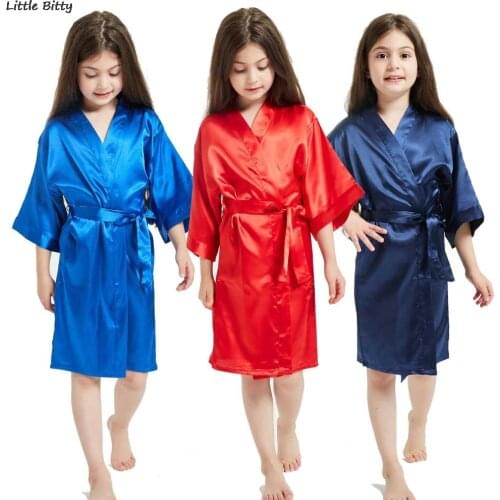 Teen Pajamas Toddler Girls Satin Pajama Sets Baby Robes Kids Satin Silk Bathrobe Spa Birthday Wedding Bridesmaid Robes Clothing