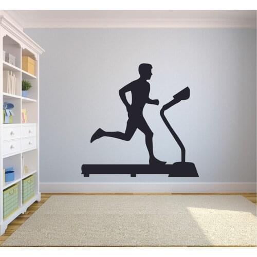 Treadmill Wall Decals Fitness Runner Silhouette Art Mural Door Window Vinyl Decor Sticker Teens Bedroom Gym Interior Decor Q334
