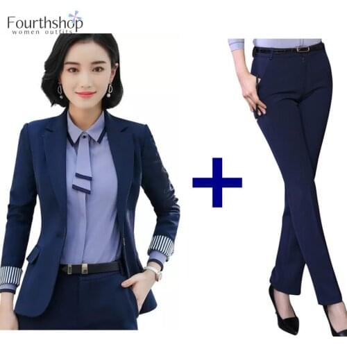 Office Work Pant Suits for Women Business Lady Professional Uniforms 2 Piece Formal Pants Blazer Set Plus Size Fashion 2020 4XL