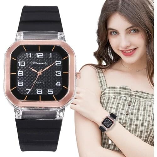 Luxury Fashion Square Women Watches Brand Number Dial Ladies Quartz Wristwatches Leisure sport Style Female Silicone Clock