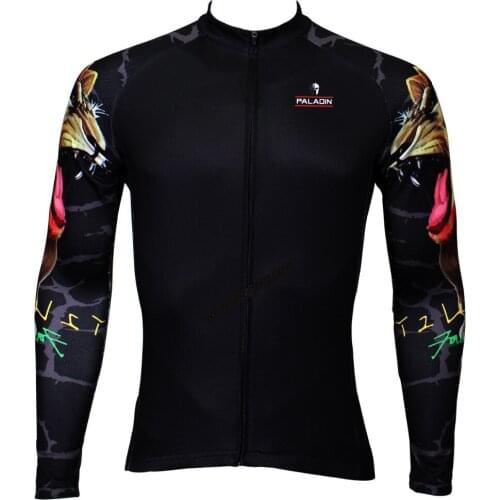 Black lion arm bike riding jersey for winter long sleeved dirt bike jerseys cool for yong boys larger size
