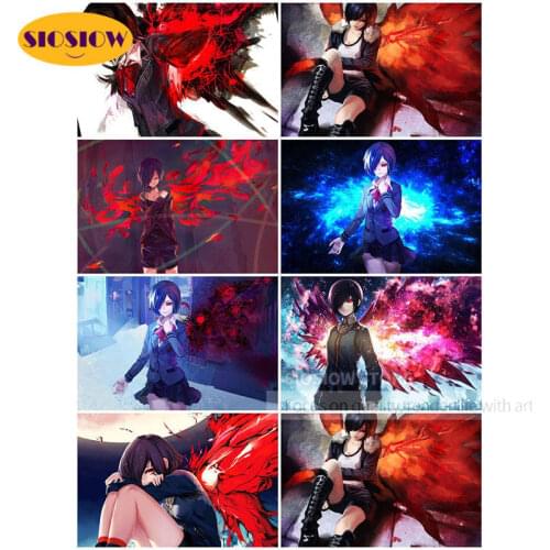 DIY Diamond Painting Touka Kirishima Cross Stitch Anime Tokyo Ghoul Picture Full Round Embroidery Handmade Gifts Wall Home Decor