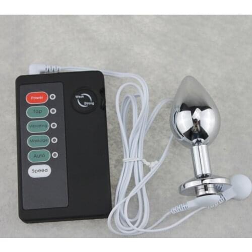 DOMI 8.6*3.4cm Host Control Electric Shock Stainless Anal Plug Sex Toys