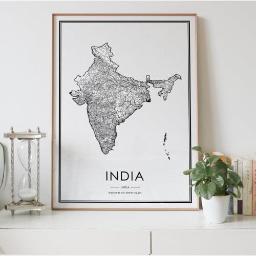 India country Road map Nordic Living Room Decoration Canvas Poster Modern Home Decor Art Print Painting