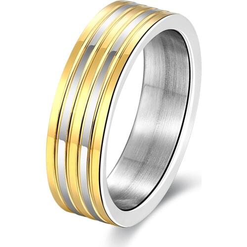 Double Color Ring Stylish Wholesale Various Styles 316L Stainless Steel Punk Mens Ring R099 Size 7 8