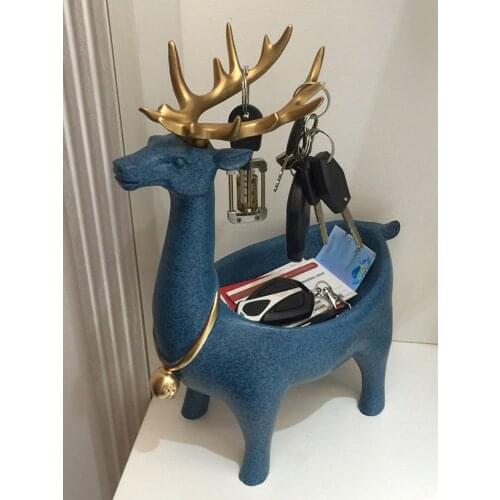 Elegant Resin Art Home Decoration Ornaments Key Storage Rich Deer Entrance Decoration Home Store Decor Household Accessories
