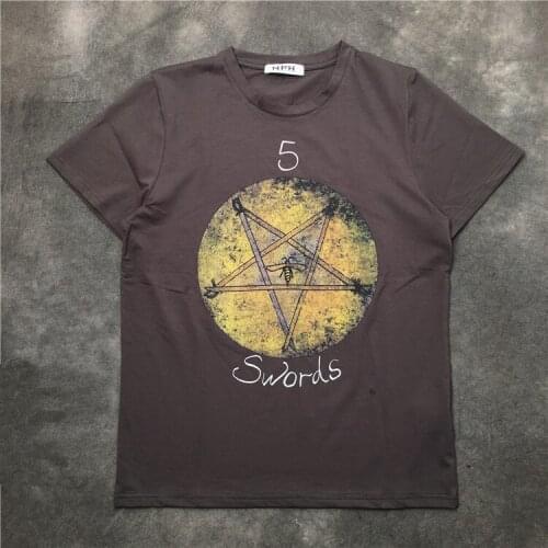 Novelty 19ss Men New gentleman swords Mother peace T Shirts T-Shirt Hip Hop Skateboard Street Cotton T-Shirts Tee Top kenye #G16