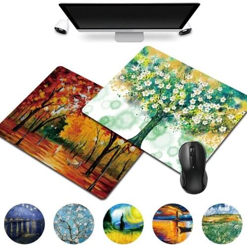 Gamer Gaming Mouse Mat 25x21cm Small Waterproof Oil Painting Pattern Series Portable Office Computer Accessories Mousepad