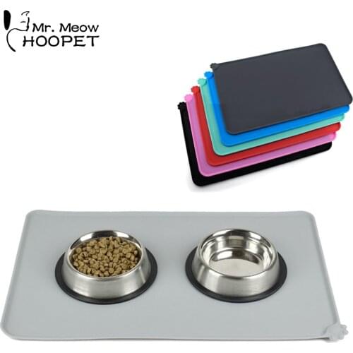 Hoopet Waterproof Pet Mat For Dog Cat Solid Color Silicone Pet Food Pad Pet Bowl Drinking Mat Dog Feeding Place Mat Easy Wash