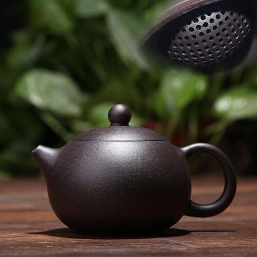 Chinese real yixing zisha tea pot fast shipment marked master pot xishi pot black galaxy clay pots 9 holes / ball infuse hole