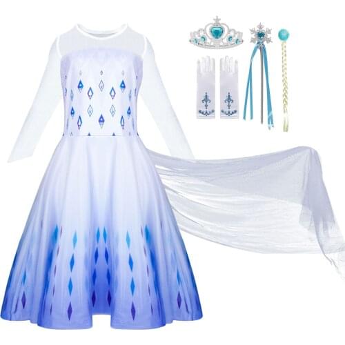 Frozen 2 Costume for Girls Elsa Dress Snow Queen 2 Elsa Dress Kids Carnival White Princess Costume Child Birthday Party Clothing