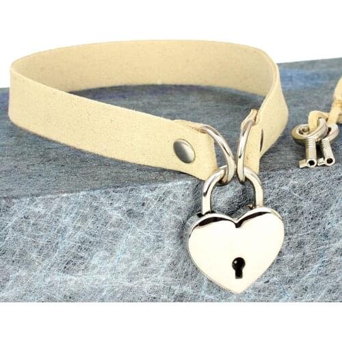 Spiked rivet leather collar peach heart Simple punk style velvet sex appeal bo Asphyxiation Stainless Steel Silver Color Chains