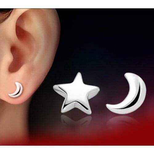 Best Selling Fresh Stars And Moon Fairy Tale Silver Plated Wild Small Earrings Hypoallergenic Exquisite Cute Fashion Ear Jewelry