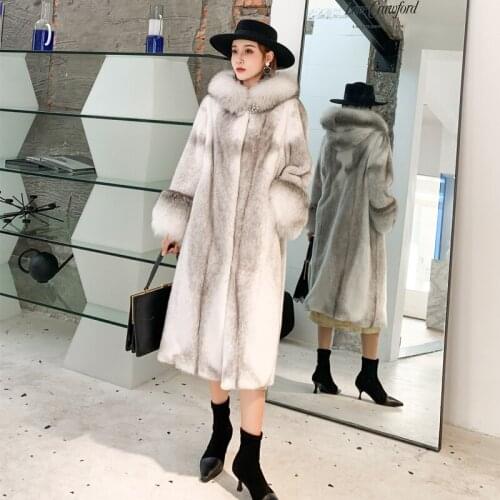 N home import cross mink velvet mink coat female whole sable long hair with hood mink fox mink fur