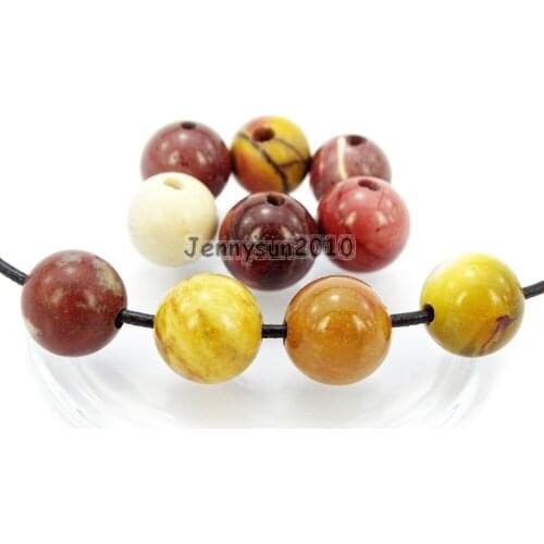 Natural 12mm Moukaite Gems Stone (2mm) Big Hole Round Beads for Jewelry Making Crafts 100Pcs/Pack