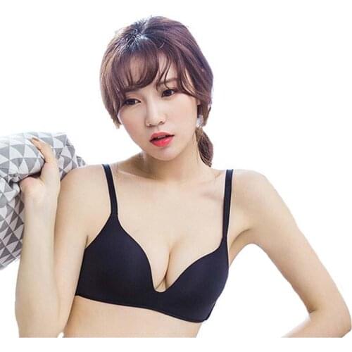 Sexy Underwear Comfortable Thin Bra Women Gathered Small Chest Adjustable Straps Push Up Bralette Breathable Plunge Deep U Bra