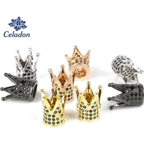 New Arrival Retro Plating Cubic Zirconia Beads DIY Copper Spacer Beads Fit For Men Jewelry Making Bracelet Jewelry Accessories