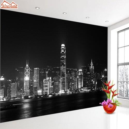 Modern City Black White Night City 3d Wallpapers for Living Room Wall Paper Papers Home Decor Improvement Vinyl Paper Mural Roll