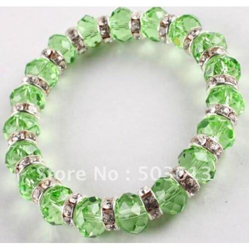 One piece Handmade Green Colour Crystal Beads Bracelet With Clear Rhinestone(gcb1006)