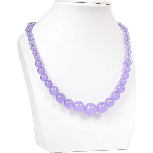 Violet Chalcedony 6-14mm Round Bead Tower Necklace Handmade DIY Design Jewelry Women Clothing With Festival Birthday Gifts 18"
