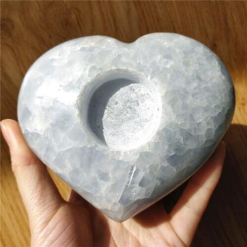 Natural Sky Light Blue Celestite Crystal Carved Candle Holder Lapis Lazuli Candlestick For Wedding Decoration