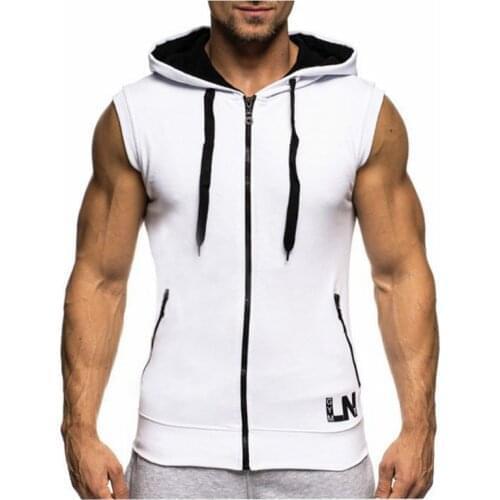 Casual Hooded Sweatshirt Vests Summer Men Sleeveless Tank Tops Bodybuilding Hoodie Tops Workout Solid Slim Vest Camiseta