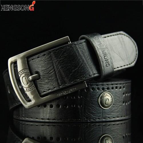 Mens Casual Belt Hollow Rivet Wide PU Leather Belt For New Fashion Strap Male High Quality Jeans Belt Punk Style