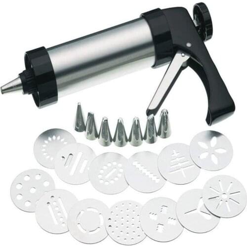 DIY Manual Cookie Press Maker Machine Gun,Stainless Steel Piping Nozzles Biscuit Make Cake Decoration Tools,Decorating Squeezing