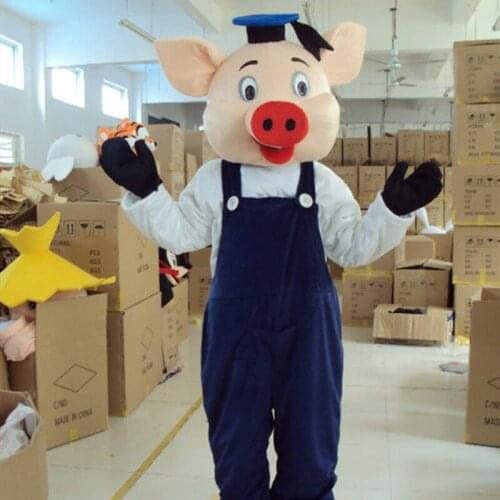 Happy Pig Mascot Costumes Cute Cartoon Pig Apparel Advertisement Costumes Halloween Birthday Party Animal Mascot Costume