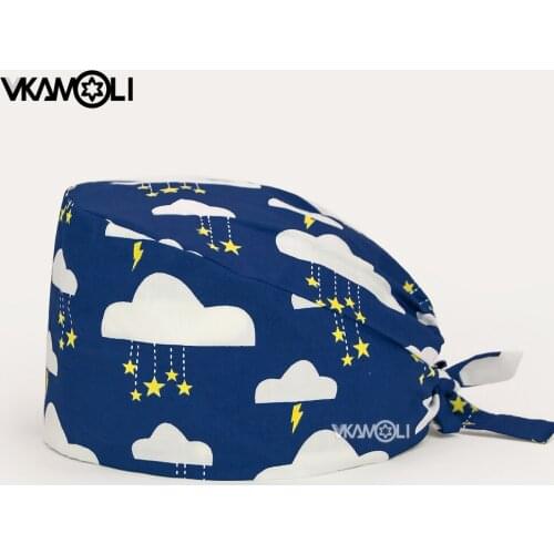 Clouds pattern cartoon anime printing hats adjustable scrubs hat beauty salon nursing cap laboratory pet shop scrubs cap