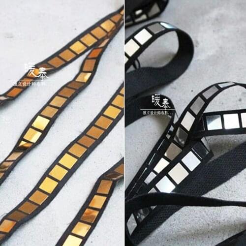 Sequins Reflective Stripes lattice Belt Accessories Gold Silver DIY Dress Belt Stage Clothes Bag Decor Craft Designer Fabric