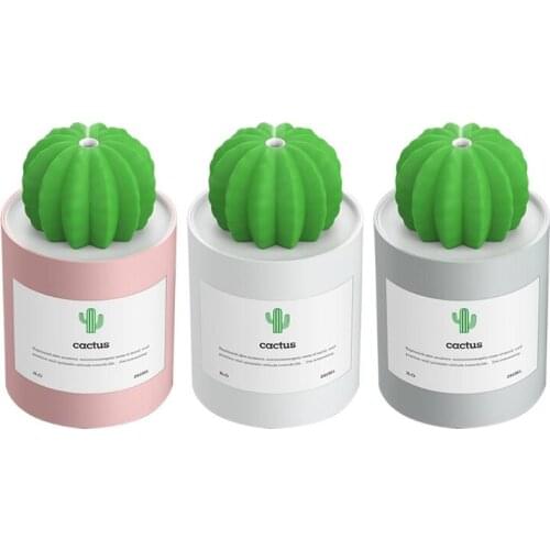 USB Air Humidifier Cactus Timing Aromatherapy Diffuser 280Ml Mist Maker Fogger Mini Roma Diffuser with Night Light