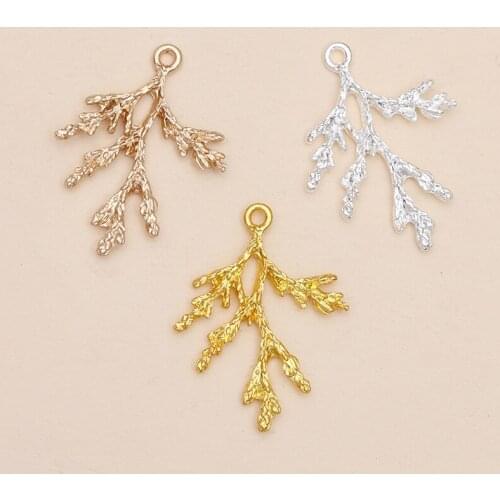 50pcs 27.5x37mm Metal Alloy Branch Pendant Accessories Gold Silver Color DIY Findings For Jewelry Making